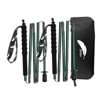 KEALING - Bastones de trekking de fibra de carbono, juego de 2 bastones plegables, 5 secciones, ultraligeros, trekking y montañismo, con mango ergonómico y fundas (verde esmeralda, 130 cm)
