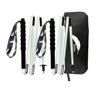 KEALING - Bastones de trekking de fibra de carbono, juego de 2 bastones plegables, 5 secciones, ultraligeros, trekking y montañismo, con mango ergonómico y fundas (gris, 110 cm)