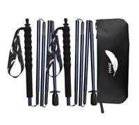 KEALING - Bastones de trekking de fibra de carbono, juego de 2 bastones plegables, 5 secciones, ultraligeros, trekking y montañismo, con mango ergonómico y fundas (azul oscuro, 120 cm)