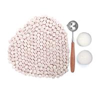 KEAL'S Kit de 230 Perlas de Cera de Sellado Octagonales | Con Cuchara y 2 Velas de Té | Para sellar Invitaciones, Cartas, Sobres, Regalos y Paquetes | Sin Sello Incluido | Rosa Lotus