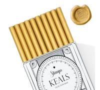 KEALS Pack de 10 Barras de Cera para Sellos de Lacre | Para sellar con Pistola de Pegamento | Cera Vintage para Invitaciones de Boda, Tarjetas, Cartas y Envoltorios | Color Oro