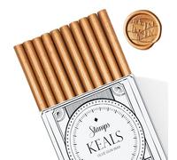 KEALS Pack de 10 Barras de Cera para Sellos de Lacre | Para sellar con Pistola de Pegamento | Cera Vintage para Invitaciones de Boda, Tarjetas, Cartas y Envoltorios | Color Oro Viejo