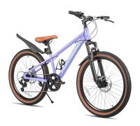 KEANO Huntaway 24 pulgadas con bicicleta infantil, bicicleta de montaña de 24 pulgadas, niño y niña con una velocidad máxima de 8-10 metros.púrpura
