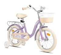 KEANO Little Petal - Bicicleta infantil de 16 pulgadas para niñas de 4 a 7 años, 16 pulgadas, con cestas y ruedas estabilizadoras, color verde