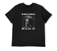 Keanu Reeves Movie Be Kind to Animals Or I Kill You T-Shirt Graphic Printed Tee Shirt Mens Black Shirt, Negro , M