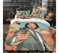 Keanu Reeves para Dormitorio 3D Impresión John Wick Funda Nórdica Funda De Edredón Y Funda De Almohada con Cremallera Microfibra Juego De Cama 3 Piezas Single（140x200cm）