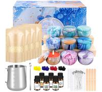 KEARLGMBH Kit de fabricación de velas para adultos, vela perfumada con 9 latas de velas, 6 aceites aromáticos, 4 cera de abejas, 8 bloques de tinte, olla de fusión de 500 ml, etc. Juego de regalo