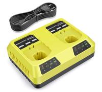 KEATFE Cargador rápido para batería Ryobi 18 V ONE+ | Cargador de repuesto de doble puerto compatible con P102 - P108, P117, P118, P135, P166 y más | 12 V - 18 V