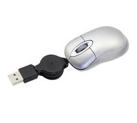 KeauFair Mini Ratón con cable, Mini Ratón con cable de viaje portátil, 1600 DPI, Ratón pequeño con cable retráctil de 70 cm, Mini Ratón para ordenador portátil, PC (plata)