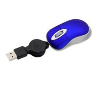 KeauFair Mini Ratón con cable, Mini Ratón con cable de viaje portátil, 1600 DPI, Ratón pequeño con cable retráctil de 70 cm, Mini Ratón para ordenador portátil, PC (azul)