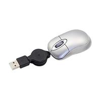 KeautFair Mini ratón con cable retráctil de 70 cm, cable USB de 1600 DPI, portátil, ergonómico, pequeño, de bolsillo, para niños, manos pequeñas para portátil Win98/Win7/2000/ME/XP/VISTA (plateado)