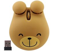 KeautFair Ratón inalámbrico con forma de oso animal, USB portátil, diseño ergonómico, 2.4 GHz, 1200 DPI, silencioso, regalo para niños y niños (marrón)