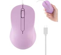 KeautFair Ratón óptico tipo C con cable USB-C con 3 botones, ligero y portátil, compatible con Windows, PC, portátil, escritorio, portátil (morado)