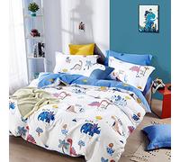 KEAYOO Ropa de cama de 135 x 200 cm para niños y niñas, diseño de dinosaurios, ropa de cama infantil con bonito patrón y cremallera de algodón (A, 135 x 200 cm + 80 x 80 cm, 2 piezas)