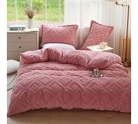 KEAYOO Ropa de cama de felpa de 135 x 200 cm con forro polar mullido, extracálida, para invierno, funda de almohada de 80 x 80 cm (rosa, 135 x 200 cm)