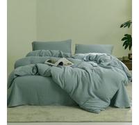 KEAYOO Ropa de cama de muselina de 135 x 200 cm, verde con funda de almohada de 80 x 80 cm, 100 % algodón, color verde, 135 x 200 cm