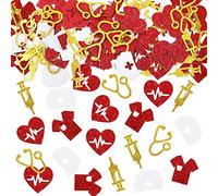 Keaziu 100 confeti de enfermera, felicitaciones, decoración de fiesta de enfermera, mesa de graduación, confeti para escuela médica, graduación, enfermera, decoración de semana