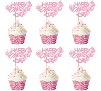 Keaziu Paquete de 48 adornos para magdalenas con purpurina morada para el día de la madre, para decoración de tartas, decoración para fiestas, decoración para el día de la madre