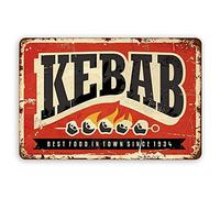 Kebab Delicious Meat Food Vintage Metal Tin Signs, Funny Wall Decor Retro Art Tin Sign Classic Home Farm Decoraciones Novedosos regalos para Bar Pub Cafe Sala de estar Placa de metal Poster 812