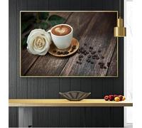 KEBIA 1 pieza de café y flores, carteles de pared, decoración de cocina, imágenes, decoración moderna para el hogar, impresiones artísticas en lienzo, pinturas, obras de arte, 40x60cm sin marco