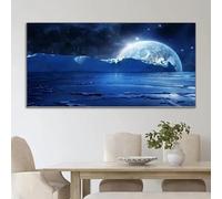 KEBIA 1 pieza de carteles impresos en lienzo con tema de paisaje sin marco, pintura de iceberg y luna, arte de pared en lienzo, pintura de pared para bar, cafetería, 90x180 cm sin marco