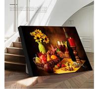 KEBIA 1 pieza Naturaleza muerta Vino Frutas Grandes carteles artísticos de pared para cocina Decoración del hogar Impresiones en lienzo Pintura al óleo Dormitorio Mural 80x110cm Sin marco