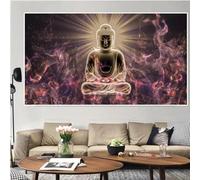 KEBIA Arte de la pared de Buda moderno Impresiones en lienzo Pinturas artísticas en lienzo de Buda en la pared Imágenes en lienzo Pósteres de budismo Decoración de pared 90x180 cm Sin marco