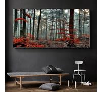 KEBIA Cuadro de árbol de bosque de paisaje natural, carteles e impresiones, cuadro artístico de pared de bosque para decoración de sala de estar, impresiones artísticas en lienzo, 70x140cm sin marco