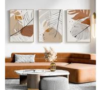 KEBIA Impresiones en lienzo pintura botánica geométrica arte de la pared hoja dibujo lineal acuarela dormitorio planta carteles imágenes decoración del hogar 30x45cmx3 sin marco