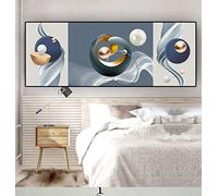 KEBIA Patrón de arte geométrico abstracto dorado costura lienzo impresión hoja de oro cartel pintura de pared para sala de estar decoración del hogar 20x60 cm sin marco