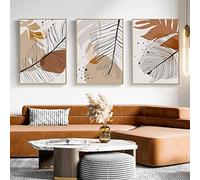 KEBIA Pintura abstracta botánica geométrica arte de la pared hoja línea dibujo acuarela dormitorio planta póster lienzo imagen decoración del hogar 60x80cmx3 sin marco