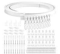 kebitedamai Rieles para Cortinas de Techo, Riel Cortina Techo Flexible 3 Metros, Rieles de Cortina Curvos con Ruedas Silenciosas para Separador de Ambientes Ventanas Cortinas Caravanas Ducha(Blanco)