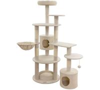 Kebl Pet Annika Poste rascador para Gatos, Moderno Poste rascador, Poste de sisal para el Cuidado de Las Garras, para hogares con Varios Gatos, Tumbonas y Pelota de Juego, Beige, 164 cm