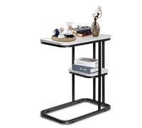 KEBMCHN Mesa Auxiliar pequeña de Doble Capa, Mesa De Sofá, Mesilla de Noche, Mesita de café de mármol, con Estante, Ancho 50 x Profundidad 30 x Alto 58 cm, Mesita de sofá, mesita de Noche (Negro)