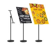 KEBMCHN Soporte de información en altura ajustable, Tablero para carteles, Soporte para carteles de aluminio, Altura del panel regulable 23.62-39.37in, Altura del soporte de pantalla 53.54-62in(Negro