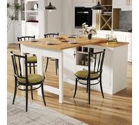 Kebnor Mesa de bar extensible de alta calidad con función giratoria de 360° y espacio de almacenamiento, longitud ajustable de 120 - 180 cm, salón, comedor, oficina en casa, mesa de pie de diseño