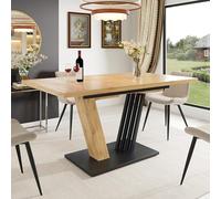 Kebnor Mesa extensible 120 - 160 x 80 x 76 cm - Mesa de cocina con hoja extraíble y estructura de mariposa para cocina y salón (madera)