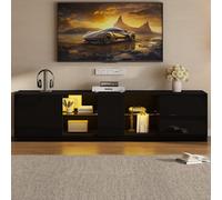Kebnor Mueble de TV brillante, aparadores con iluminación LED, para televisores de 65", adecuado para salón y dormitorio, 160 x 40 x 52 cm (negro)