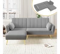 Kebnor Sofá plegable moderno en forma de L, sofá cama con esquina adicional, sofá de esquina con función de dormir, adecuado para sala de estar, dormitorio, cine en casa, habitación de invitados
