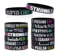 Keboyoe 13 Piezas Pulseras de Silicona de Inspiración Pulseras Motivacionales Pulsera Inspiradoras Elásticas con Mensajes Positivos Pulsera de Silicona para Mujeres, Hombres(Negro)