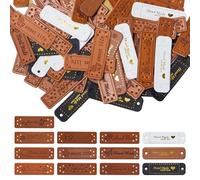 Keboyoe 130 Pcs Etiquetas Hechas a Mano de Cuero Etiquetas Handmade con Agujero, Personalizadas Etiqueta de Cuero para Ropa, Bolsos, Crochet,Coser, DIY (13 Estilos)