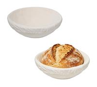 Keboyoe 2 Piezas Cesta de Fermentación para Pan con Lino Banetones Pan 25cm Redondo Cesta de Fermentación du Ratán Cestas du Fermentacións Redondas para Pans y Masa (Capacidad 700-1000g Masa)
