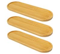 Keboyoe 3 Piezas Bandejas de Bambú Pequeñas 24 * 8cm Mini Bandejas Ovaladas Bambú Pequeña Tabla para Servir Ovaladas Platos Bambús Bandeja Pequeña de Bambús para Café,Posavasos té,Pan,Postre,Frutas