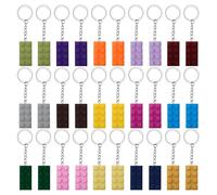 Keboyoe 30 Piezas Llaveros de Ladrillos Llaveros de Construcción de Color Brick Keyrings Llaveros de Bloque de Construcción para Suministros de Fiesta, Colgante, Regalos de Decoración(15 Colores)