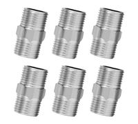 Keboyoe 6 pcs Conector de Extensión de Manguera de Ducha Doble Boquilla Roscada de 1/2" Conector Doble Pezón Hexagonal de Acero Inoxidable Conectores Rosca Doble Macho para Tuberías