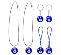 Keboyoe 6 Piezas Amuleto Colgante de Pared Ojo Turco Mal de Ojo Regalo de Bendición Llaveros de Ojos Azules Mal de Ojo para Buena Suerte y Protección en casa (Ojo Turco Azul)
