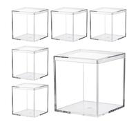 Keboyoe 6Piezas 7.5x7.5x7.5cm Caja de Acrílico con Tapa Cajas de Regalo de Cubo Acrílico Cuadrada Pequeñas Cajas Acrílicas Caja de Exhibición Acrílica para Organizar Joyas,Caramelos,Regalos de Fiesta