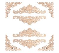Keboyoe 8 apliques de madera tallada en esquina, molduras decorativas para puertas de muebles, 12 x 12 cm, 30 x 8 cm