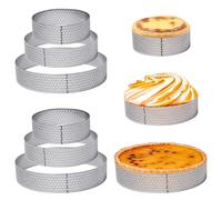 Keboyoe 9 PiezasØ6/8/10cm Anillos de Tarta Circulares con Agujeros de Acero Inoxidable 430 Anillo de Mousse de Pastel Perforado Anillos Redondos Reutilizables para Hornear Pasteles Redondos