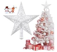 Kecdru Estrella Para Árbol De Navidad Blanca, 20cm De Plástico Ligero Y Brillante Christmas Tree Topper Star
